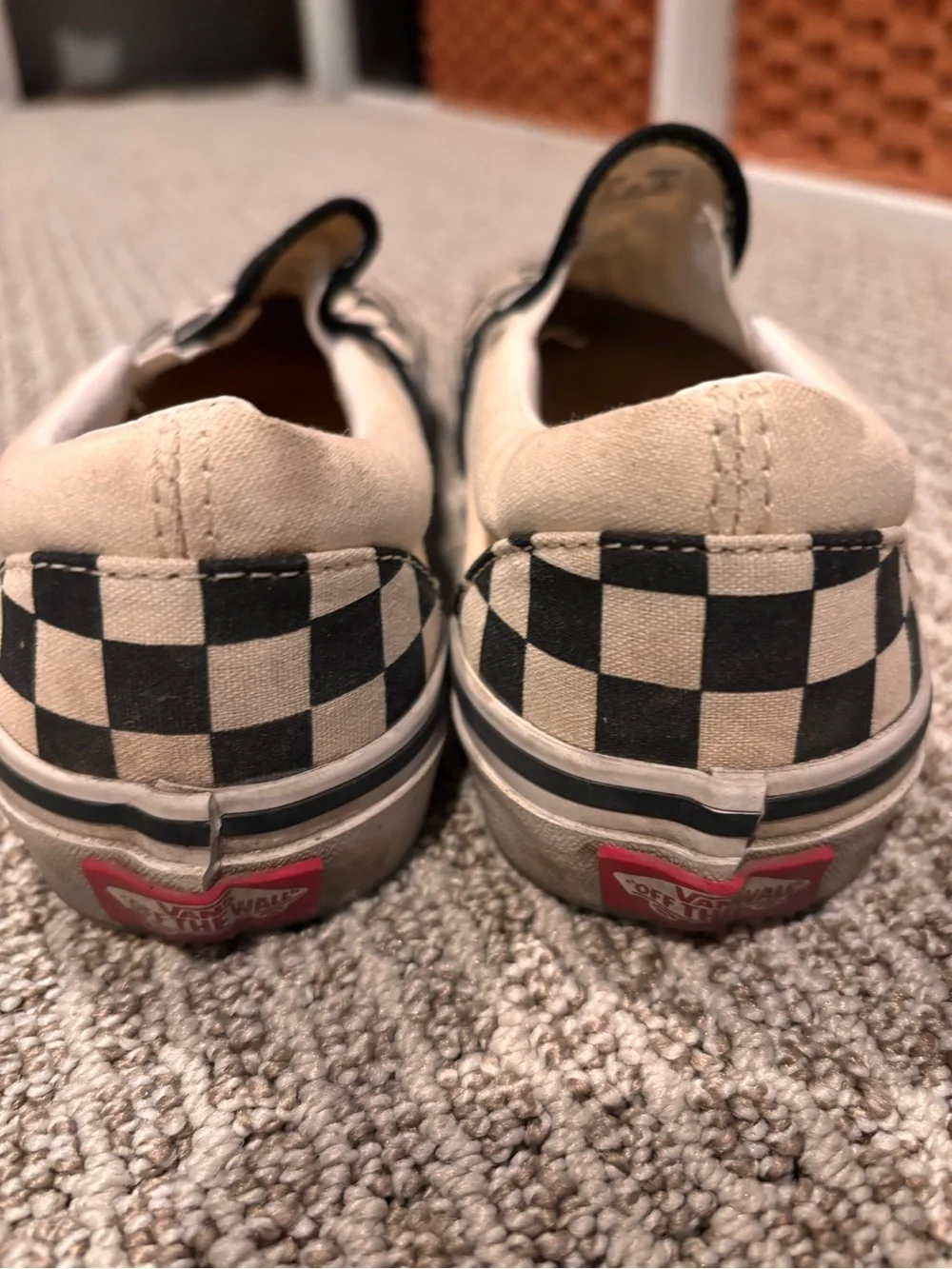 Vans Slip-On Checkerboard Canvas Skate Shoes - Black & White